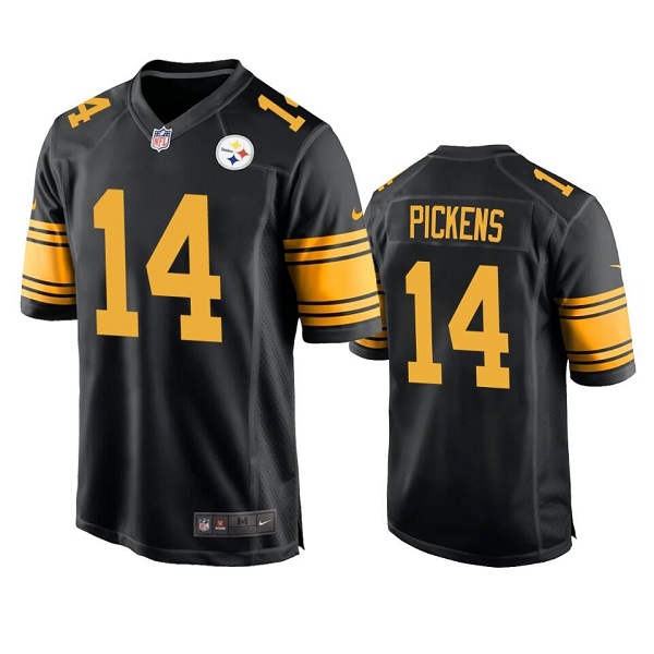 Men's Pittsburgh Steelers #14 George Pickens Black Color Rush Stitched Jersey